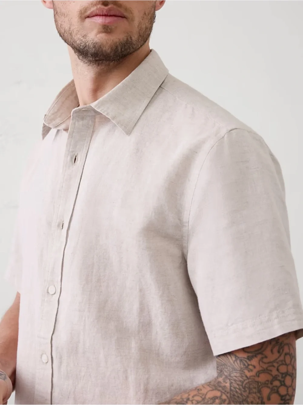 Banana Republic Men's Short-Sleeve Button-Down Linen Blend Shirt Size L
